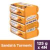 Santoor Sandal & Turmeric Bathing Soap, 125 g (Pack of 4)